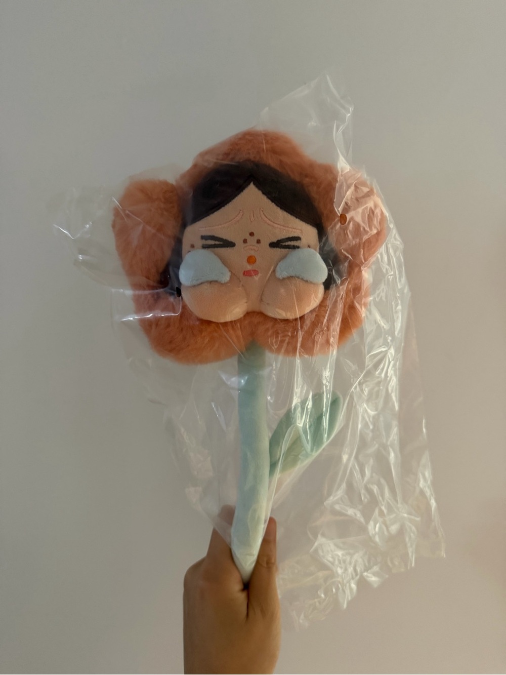 Plush Flower Character Toy - Peach and Mint Stem